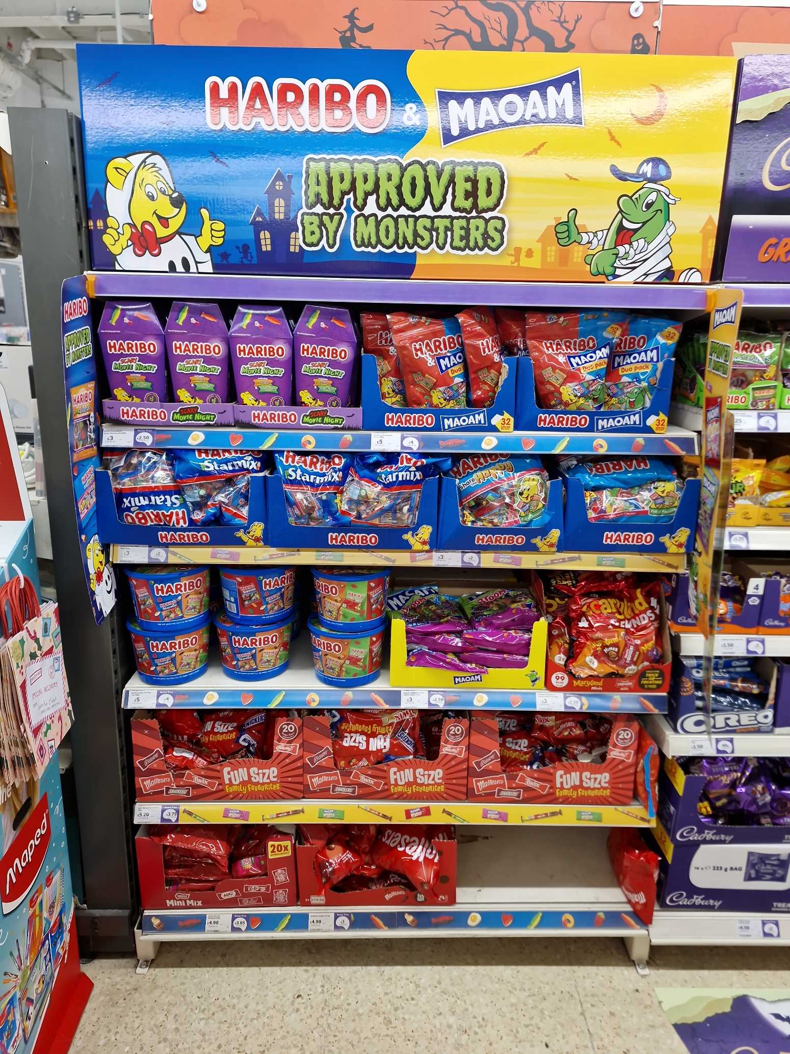 Haribo and Maoam Halloween endcap in a UK supermarket